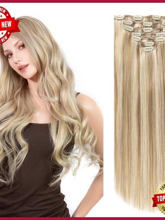 Accessories - Silky Remy Human Hair Clip-In Extensions, 20 Inch, 120g, 7 Pieces